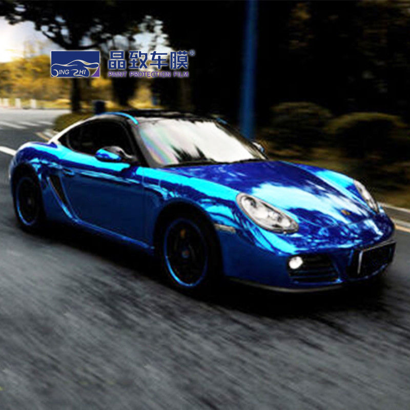 Beste Qualität, 3 Schichten, glänzendes blaues Metallic-Auto-Vinyl, blasenfrei, für Autoverpackung, 1,52 m x 18 m
